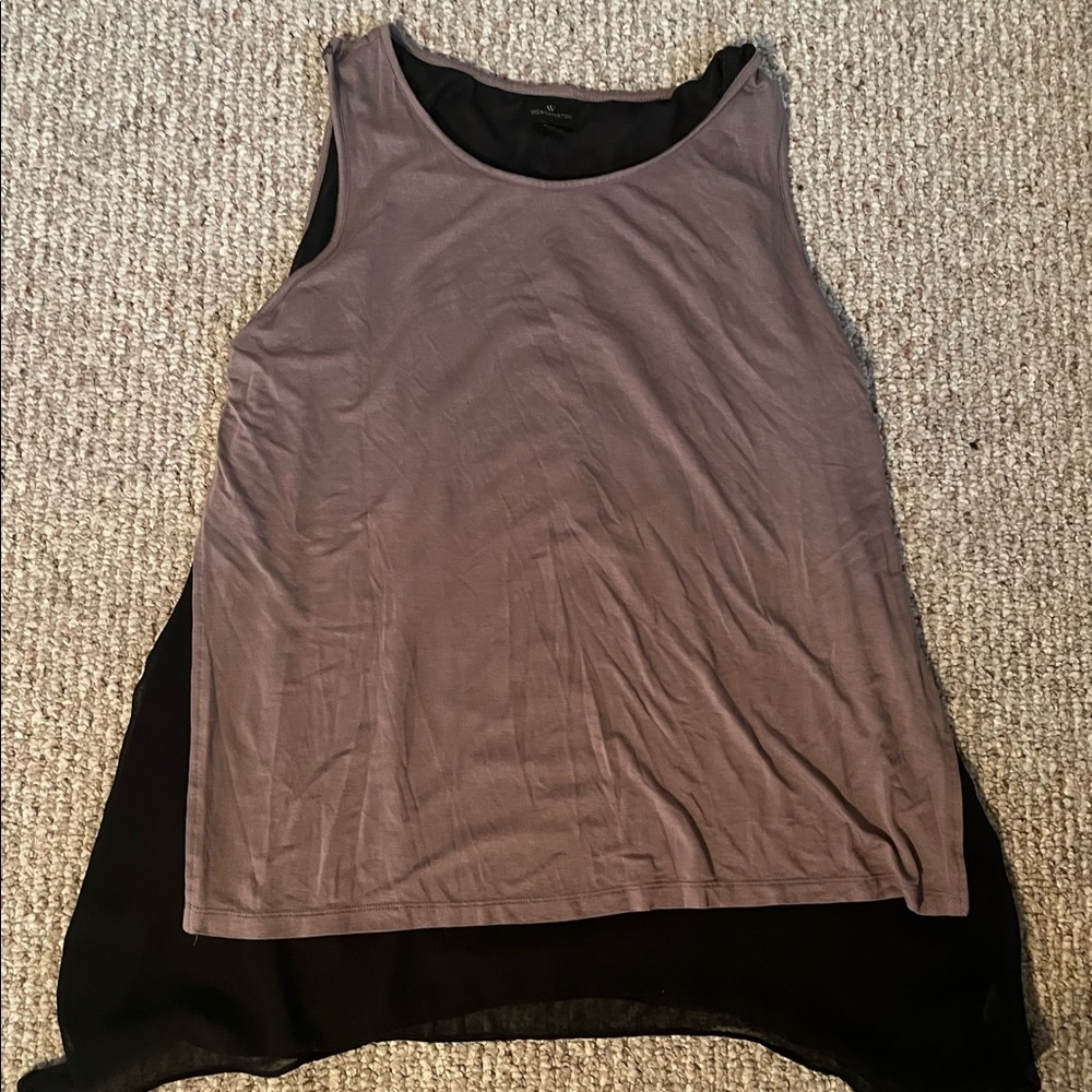 Worthington Tunic Blouse size XL Light Brown with sheer Black lining